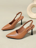 Elegant Women Sandals Pointed Toe 8cm Thin High Heels Sandals Back Buckle Strap Soft Single Party Dress Shoes Big Size 34-45 New