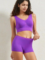 Women Seamless Bra Set Female Bra Tanks Low Waist Boyshorts Underwear Sexy Casual Sports Panties Lingerie Set S-5XL Intimates