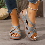 Rome Style Cross Strap Wedges Sandals Women Summer Lightweight Platform Sandles Woman Plus Size 43 Peep Toe Gladiator Sandals
