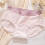 1 Pack Women's Heart Print Waistband Cotton Mid-Rise Panties Solid Color Briefs Stretch Daily Wear Lingerie M-XL Underwear