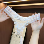 Hanging Neck Detachable Sexy Lace Women's Underpants Sweet Bow Hollow Out Mesh Panties Metal Ring Cotton Crotch Briefs Lingerie