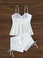 Women's Bathing Suit Two Pieces Push Up Tankini Set Summer Sexy Beach Wear White High Waisted Swimwear Women Swimsuit Shorts