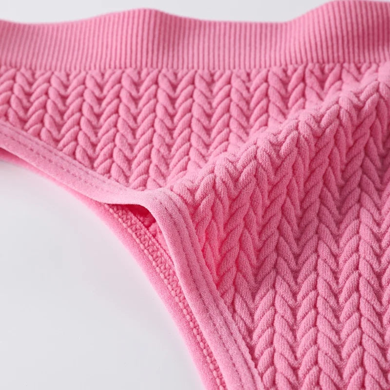 Women Seamless Bra Panties Set Push-Up Non-wire Bralette Low-Rise Briefs Sexy Lingerie Female Comfort Rib Sports Underwear Set