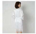 Champagne Bride Bridesmaid Wedding Robe Lace Sleepwear Home Wear Sexy Satin Bathrobe Gown Female Nightdress Intimate Lingerie