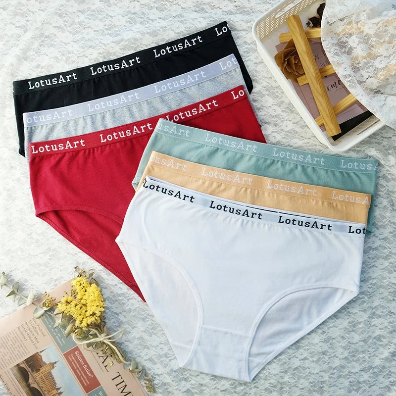 2PCS/Set Cotton Panties Women High Waist Briefs Tummy Control Panty Female Breathable Solid Color Lingerie M-2XL Underpants