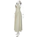 FDYOUI Chic Halter Polka Dot Vacation Dresses for Woman 2026 Summer Lace-up Backless High Waist Tunics Ruched A-line Party Dress