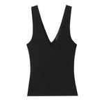 Women's Fashionable Casual V-neck Ribbed Top Multicolor Ribbed Deep V Neck Sleeveless Top Slim Fit Casual Top For Women ZEPW