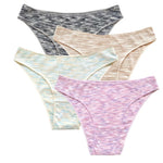 4Pcs/Set Women's Panties Low Rise Briefs Stretch Underwear Female Underpants Colorful Striped Panties Comfort Lingerie S-XL