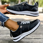 Casual Lace-Up Platform Sneakers for Women Autumn 2025 Solid Plus Size Shoes Woman Non-Slip Zip Female Sports Shoes