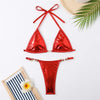 Shiny Red String Halter Triangle Micro Bikinis Sets Sexy Swimsuit Women Thong Bathing Suit Lace-up Bikini 2026 Mujer Biqiunis