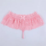 Sexy Crossdress Costume Panty Skirt G-String Thong for Men, Lace Gay Underwear, Mini Bikini Briefs, Ruffled Lace Lingerie