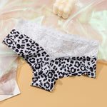 Women's Lace Panties Stretchy Comfortable Underwear Sexy Leopard Lace Contrast Fashion Ladies Underpants Seamless Safe Shorts XL