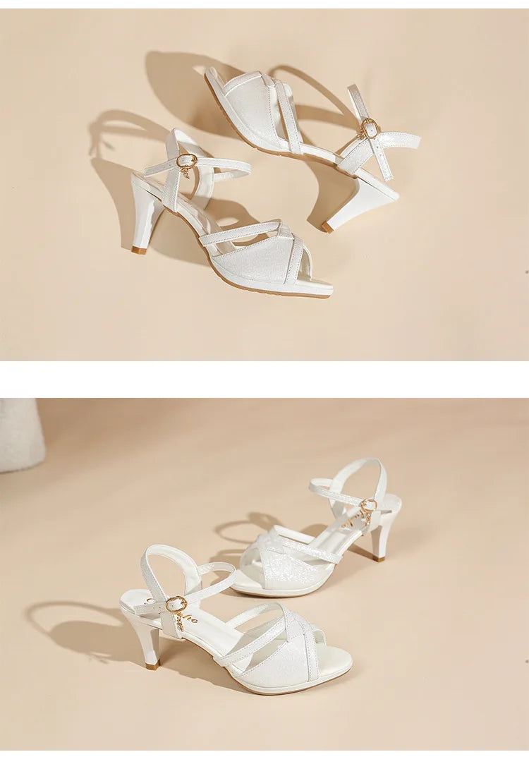 Sandals for Women'sNew Summer Elegant Temperament High Heels Coarse Heels Fish Mouth Breathable Comfortable Fashion Pumps