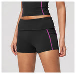 Quick Dry Contrast Color Yoga Shorts 2026 Tights Hip Lifting Workout Fitness Leggings High Waist Folded Running Athletic Shorts