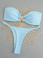 Sexy Starfish Bandeau Bikini 2025 Women Swimsuit Female Swimwear Thong Bikinis Set Brazilian Beach Wear Bathing Suit Biquini