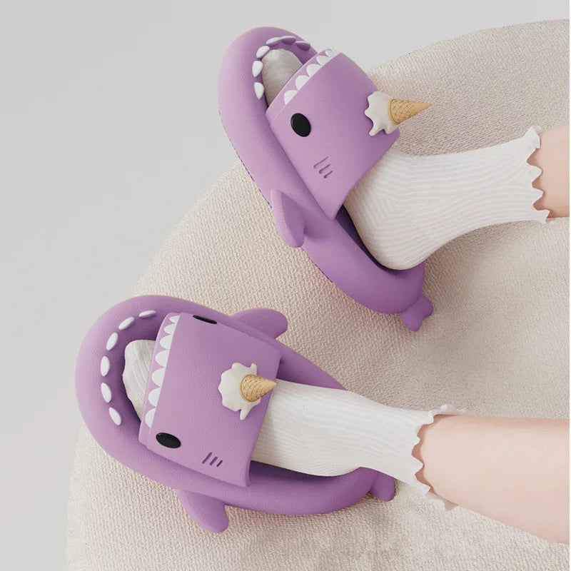 Cute Shark Slippers for Women & Men Summer Platform Night Glow-in-the-Dark Indoor Beach Slides Home Street Wear DIY Accessory