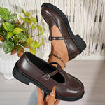 Vinatge T-Strap Med Heels Mary Jane Shoes Women Korean Buckle Strap Pu Leather Pumps Woman British Style Platfrom Student Shoes