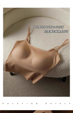 Women's Seamless Bras Top - MOYISU Invisible Chest Pad Camisole Anti-Peep Undershirt with Versatile Strap & Flattering Back Cut
