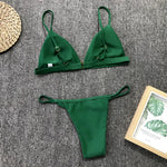 DEKA Women Sexy Solid Mini Micro Bikini Set Push-up padded Bra Thong Split Swimwear Female Bandage Bathing Suit Lacing Swimsuit