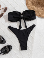 DEKA Brazilian Bandeau Bikini Set Swimwear Women 3D Flowers Swimsuit Bathing Suit Female Summer Beach Wear Biquini
