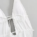 2026 New Deep V One Piece Black Swimsuit Halter Solid Color Women's Backless Bathing Suit Bandage White Swimwear For Female