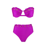 2024 Sexy Brazilian Bikini Set High Waist Golden Printed Women Swimwear Push Up Bikinis Swimsuit Female Biquini Bathing Suit