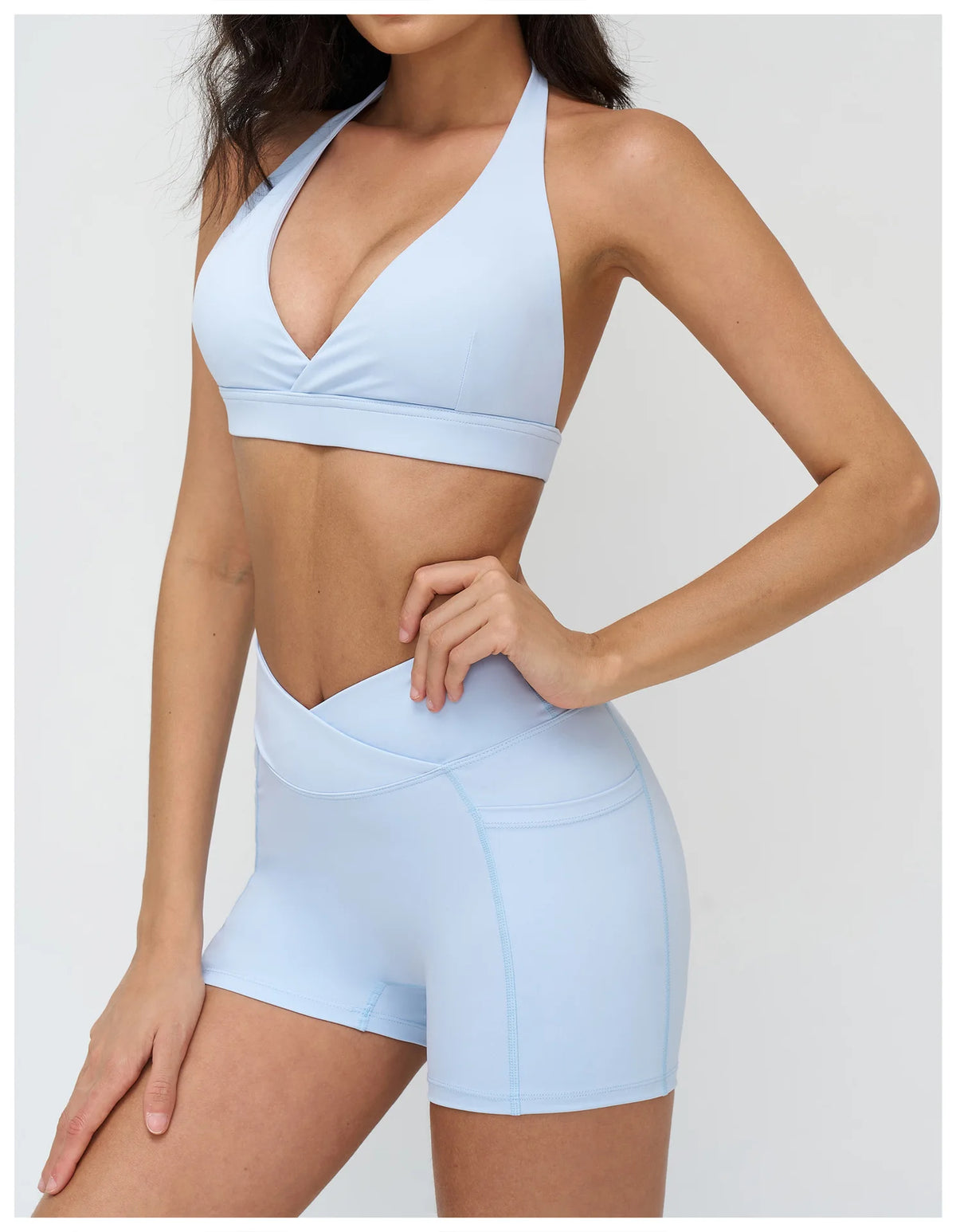 Naked Sports Bras Women Solid Coffee Cross V-neck Shock-absorbing Yoga Suit Gym Fitness Running Workout Crop Top