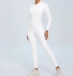 Hearuisavy Summer V Back Sports Jumpsuit Yoga Clothes Rompers Women Long Sleeveles Workout Bodysuits Backless One-piece Suit