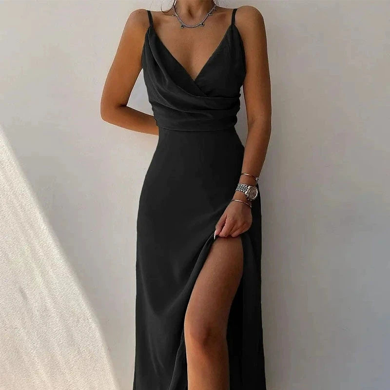 Elegant Sexy Evening Party Dress for Women 2022 New Midi Long Bodycon Slip Dresses Summer Thigh Split Vestidos De Fiesta