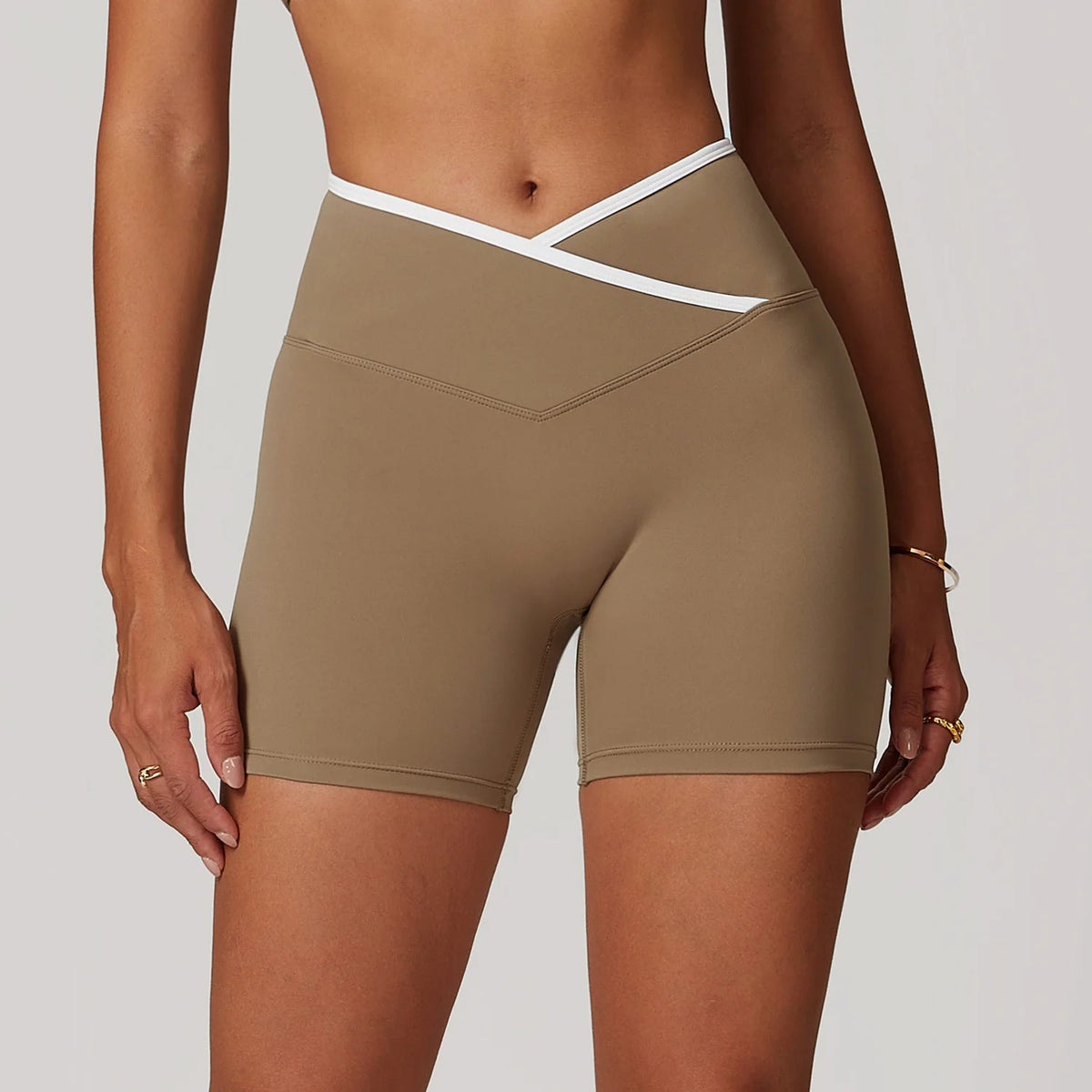 Women Gym Shorts Fitness Sports Biker Shorts V Waist Band Yoga Shorts Workout Tights Scrunch Butt Seamless Leggings Woman Pants