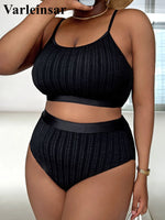 0XL - 4XL Ribbed Bikini Large Size Swimwear Plus Size Women Swimsuit Female Two-Pieces Bikini Set Bather Bathing Suit Swim V4987
