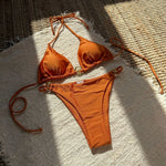 Sexy Micro Bikini 2026 Mujer Women Orange White Metal Ring Ornament Push Up Swimsuit Brazilian Beach Bathing Suit Thong Swimwear
