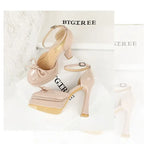 BIGTREE Model Catwalk Sequined Platform Pumps for Women Sexy Bowknot Party Nachtclub Stripper Heels Pole Dance Shoes Size 34-40