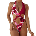 2025 Sexy High Cut Out Halter Female Swimwear One Piece Swimsuit Women Cross Bandage Monokini Bather Bathing Suit Swim Bodysuit