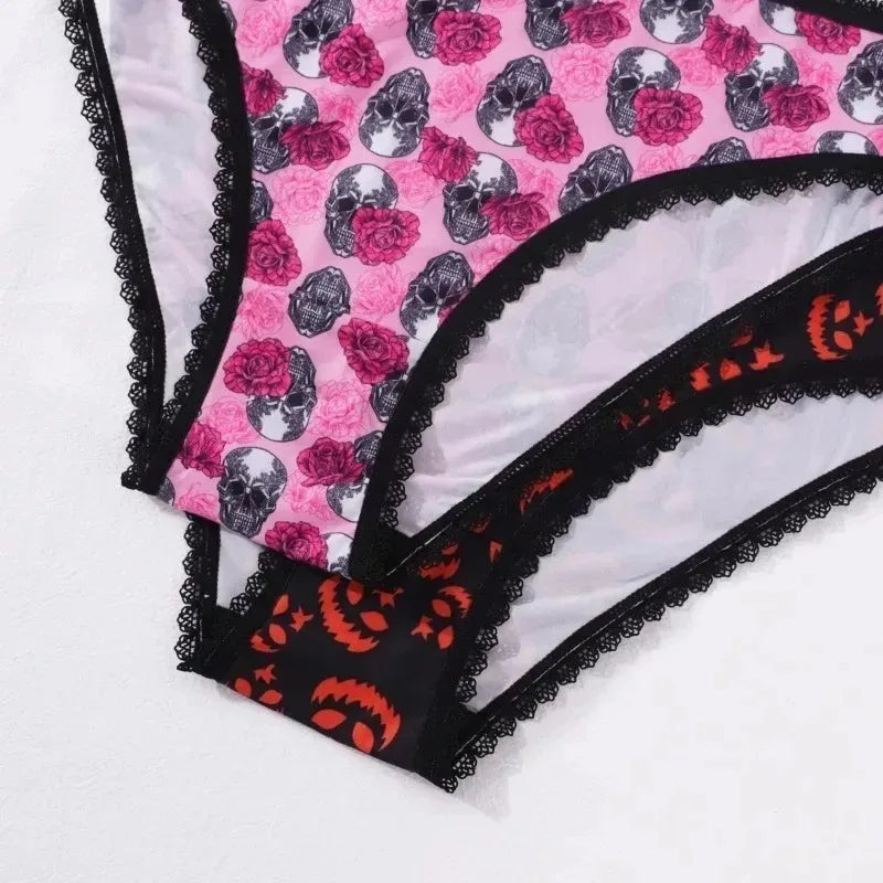 Halloween New Style Women's Briefs Lace Sexy Low-Waisted Seamless Invisible Girl's Underwear Soft Breathable Panties For Party