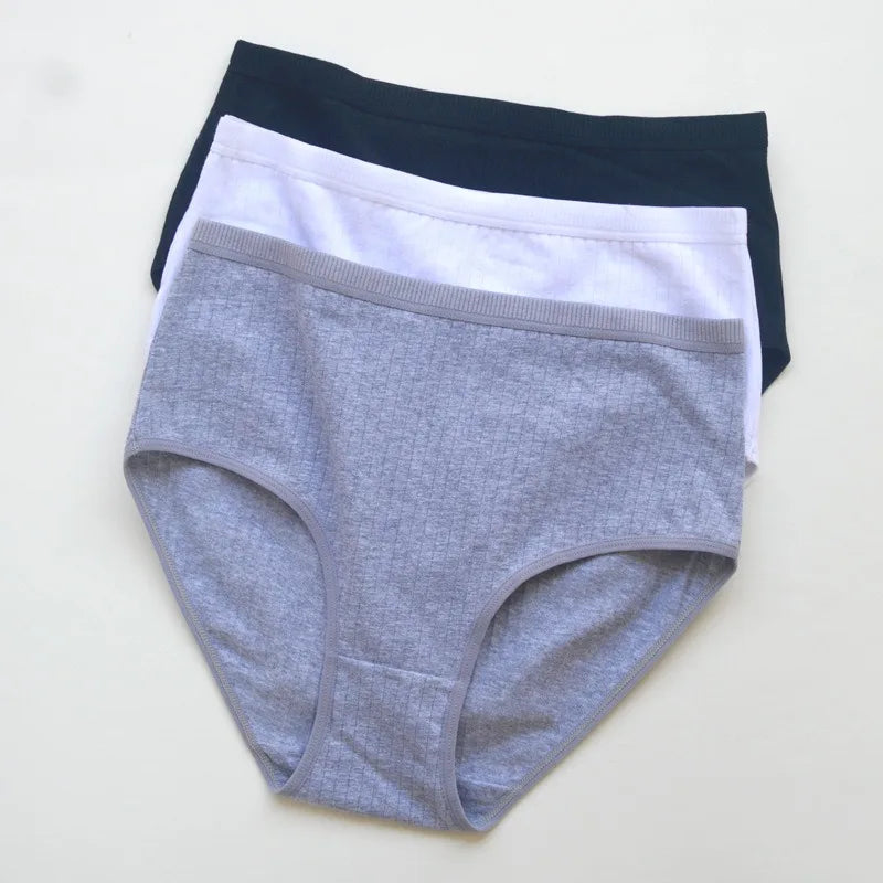 3Pcs/Set Women High Waist Panties Cotton Briefs Tummy Control Underwear Sexy Lingerie Breathable Full-Coverage Underpants S-XXL