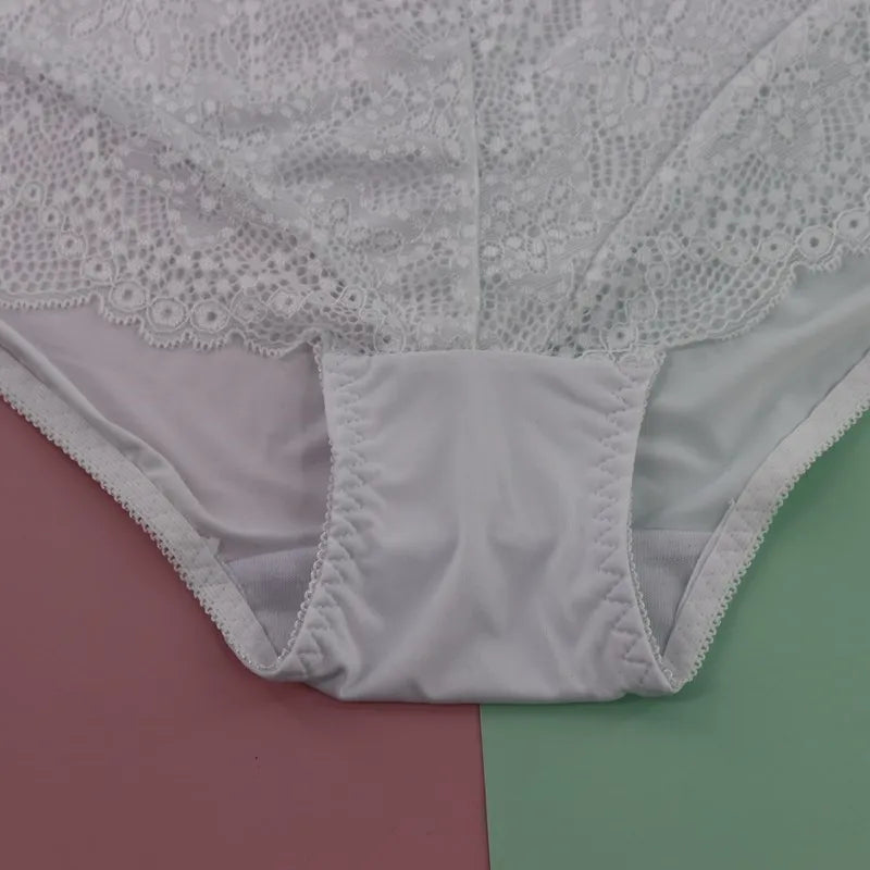 Beauwear women large size lace panty 2XL 3XL 4XL 5XL 6XL 7XL big size nylon spandex underwear female middle waist briefs