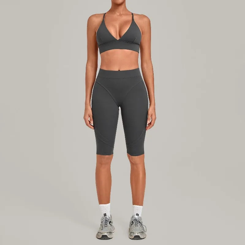 Women's Seamless Yoga Set Sports Fitness Gym Slim Fit Beautiful-Back Bra Hip Lift High-Waist Pants Suits Training Workout Sets
