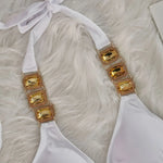 Halter Scrunch Butt Rhintstone Diamond Bikini Women Swimsuit Female Swimwear Two Pieces Bikini Set Brazilian Bathing Suit Swim