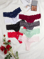 10pcs/set New Style Women's Sensual Intimate Panties Low-Rise Multi-Color Lace Trim Sexy Soft Breathable Skin-Friendly Underwear