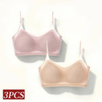 3Pcs/Set Ultra-thin Bras Women Ice Silk Small Chest Underwear Sexy Lingerie Padded Seamless Bra Summer Tube Top