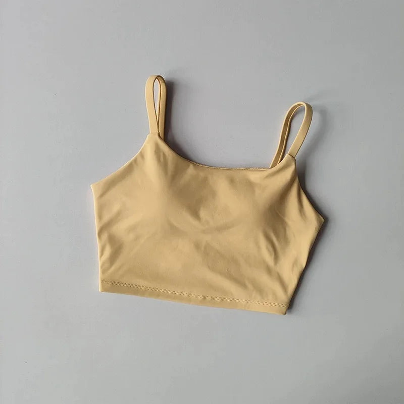 Women's yoga sports bra, small camisole vest integrated fixed gathering sports and fitness bra