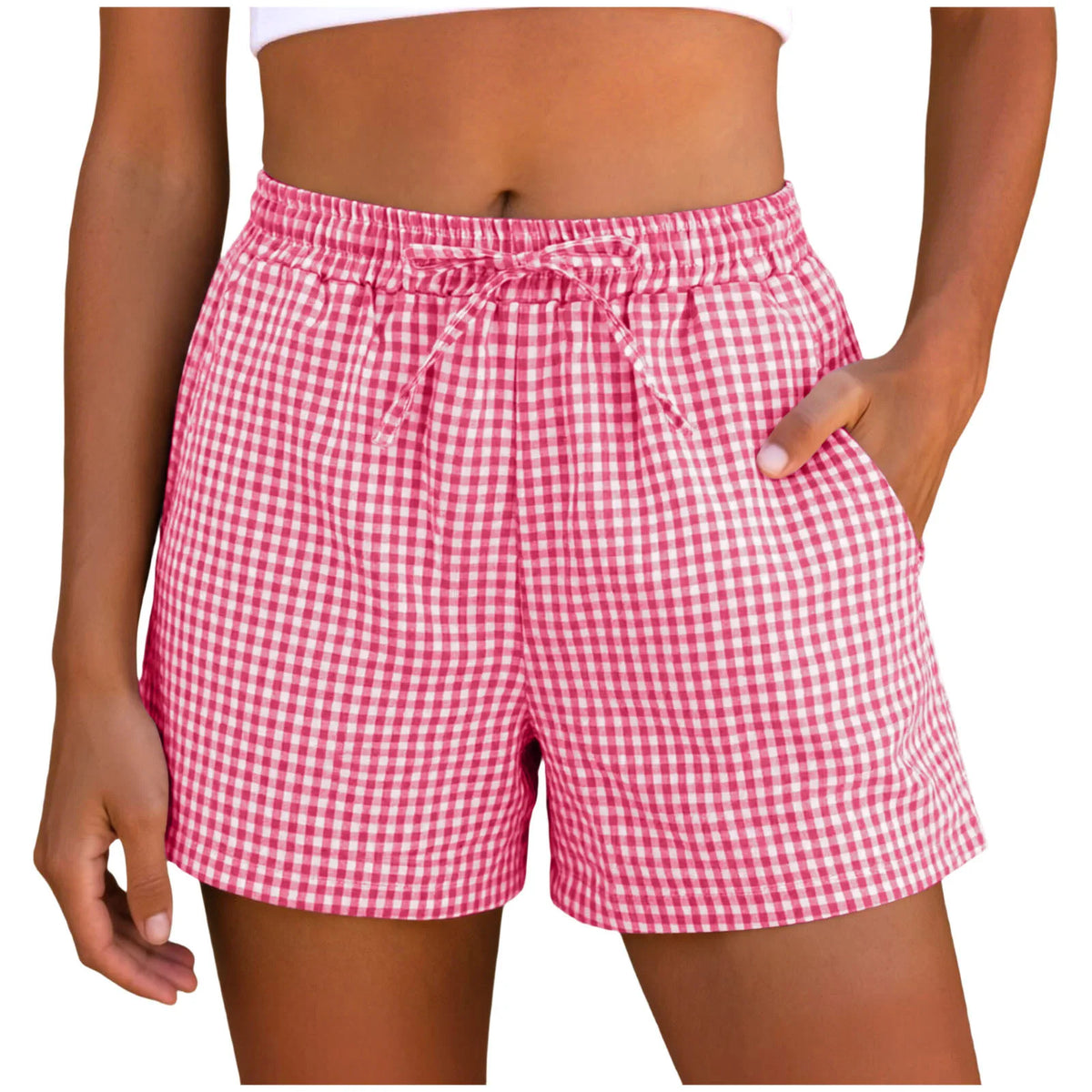2026 New Women Plaid Lounge Shorts Cute Summer Y2k Casual Pajama Bottoms Drawstring Gingham Shorts Casual Summer Beach Pants