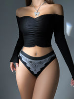 Women Low Waist Bikini Panties Retro Floral Print Wavy Edge Breathable Briefs Sexy Ladies Underwear Lingerie Z412