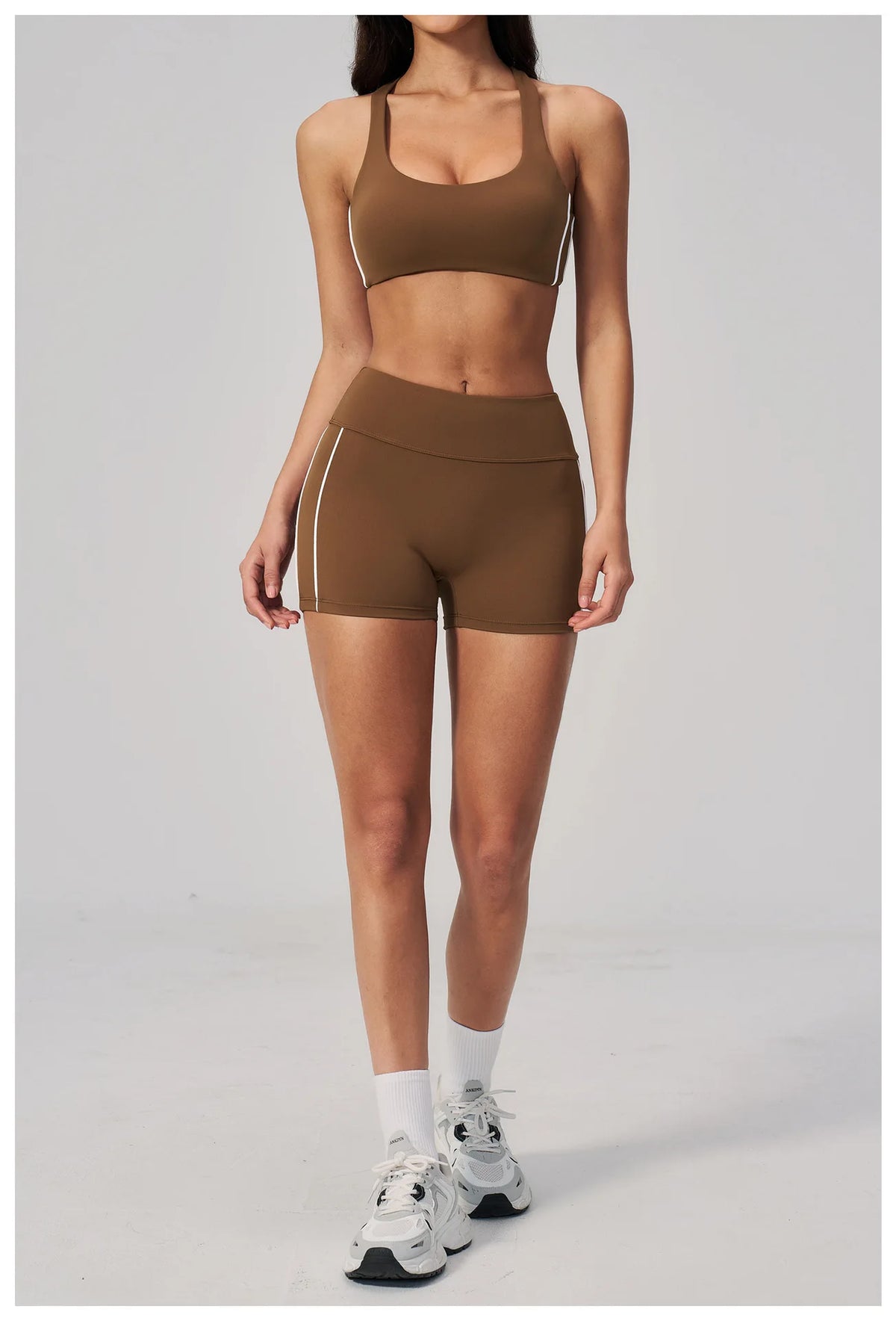 Quick Drying Shaved Tight Yoga Suit for Women Color Contrast Slim Sports Bra High Waist Shorts Running Fitness Suits Tracksuit