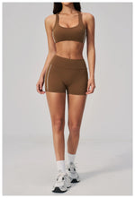 Quick Drying Shaved Tight Yoga Suit for Women Color Contrast Slim Sports Bra High Waist Shorts Running Fitness Suits Tracksuit