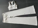 Breathable Stretch Yoga Sets Women Quick Drying Shockproof Sports Bra High Waist Bell Bottom Pants Gym Two-piece Fitness Suit