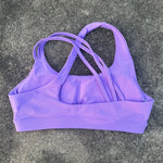 Solid Color Women Fitness Sport Bra Top High Strength Cross Shoulder Strap Gym Underwear Shockproof Tight Workout With Chest Pad