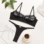 Flounce Sexy Lingerie Lace Bra Set Transparent Underwear Hot Erotic Lingerie Set Push Up Bra And Panty Set Porno Briefs Sets