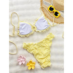 Wrinkled Crinkled Frilled Bikini Female Swimsuit Women Swimwear Two-pieces Bikini set Brazilian Bather Bathing Suit Swim V8053